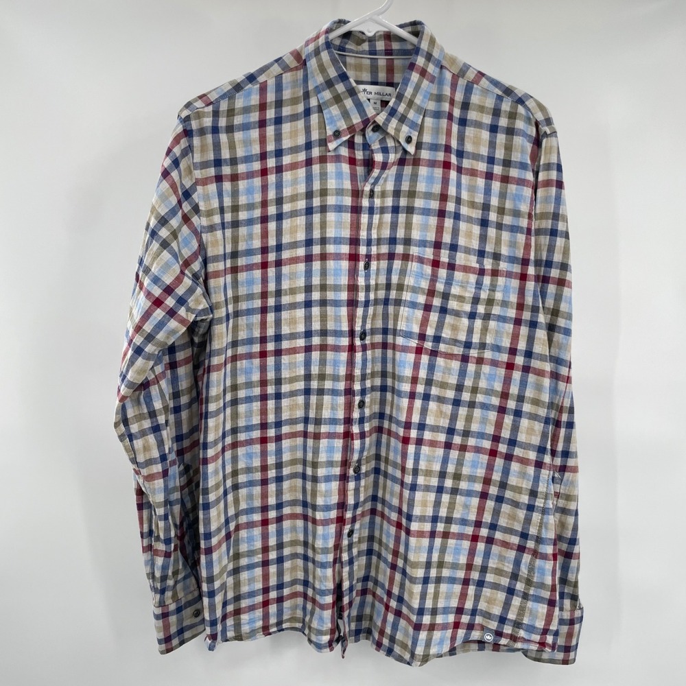 Peter Millar Long Sleeve Button Down Shirt Multicolor Mens Size Medium - Picture 2 of 6